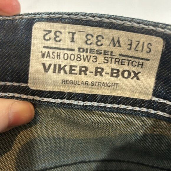 Men's Diesel Viker- R-box regular straight black jeans size W 33 L32 - Picture 10 of 13
